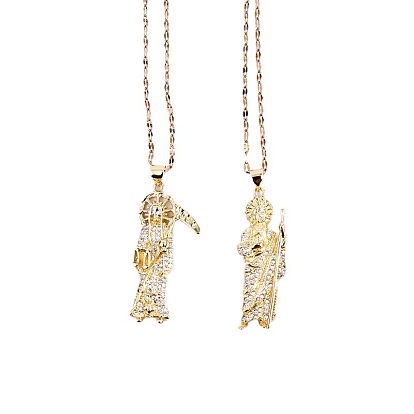 Винтажное масляное медное позолоченное золотое ожерелье с кулоном «Мрачный жнец Иисус», ожерелье унисекс, дизайн воротника