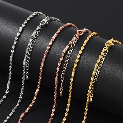 Латунные цепочки сингапур ожерелья для женщин, 304 из нержавеющей стали застежкой омар, стойки покрытие, без свинца и без кадмия, долговечный