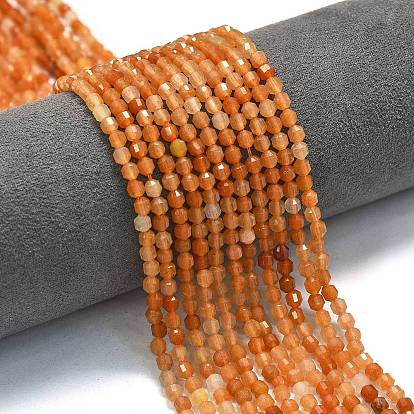 Естественно авантюрин бисер пряди, энергетическая призматическая огранка с двойными концами бусины, граненые двухконусные