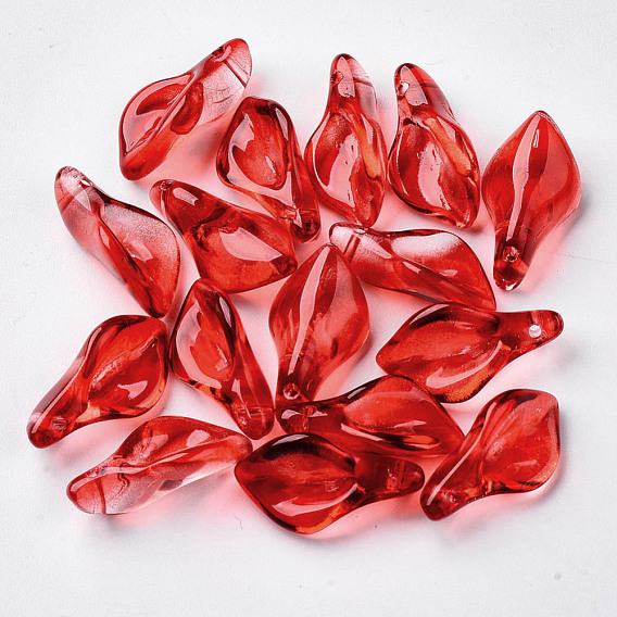 Transparent Spray Painted Glass Pendants, Petaline