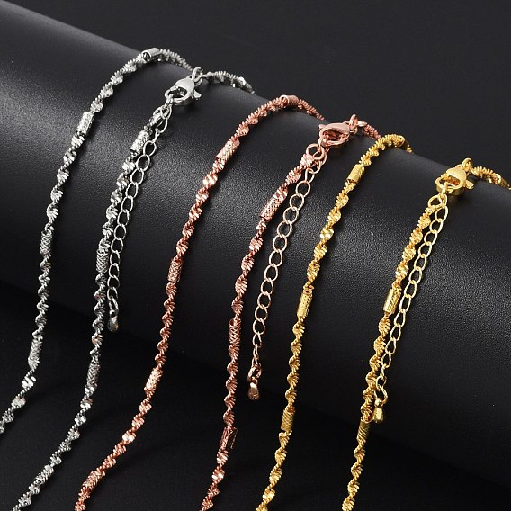 Латунные цепочки сингапур ожерелья для женщин, 304 из нержавеющей стали застежкой омар, стойки покрытие, без свинца и без кадмия, долговечный