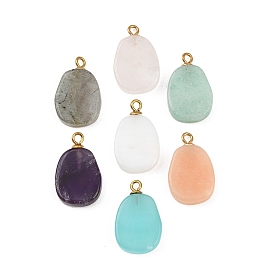 Окрашенные природных драгоценных камней подвески, овальные подвески с 304 ушками из нержавеющей стали, золотые