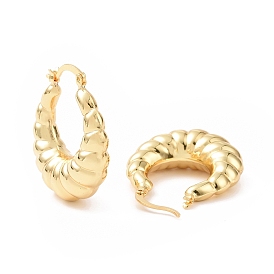 Rack Plating Brass Croissant Hoop Jewelry for Women, Cadmium Free & Lead Free