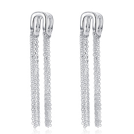 Chic Tassel U-Shaped Earrings with Chain - Sophisticated, Fashionable and French-Inspired