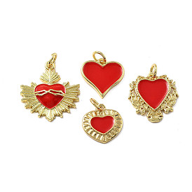 Латунь эмаль подвески, сердце прелести, с целью перехода в кольце, без кадмия и без свинца, реальный 18 k позолоченный
