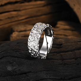 Unique Irregular Texture Ring with Lava Design - 925 Silver Jewelry