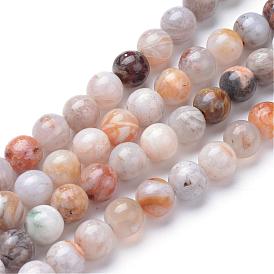 Natural Bamboo Leaf Agate Bead Strands, Round