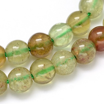 Natural Green Garnet Round Bead Strands, Andradite Beads