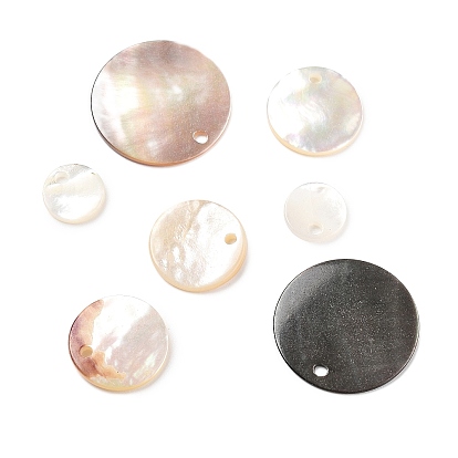 Подвески из натуральной белой/черной ракушки, вырезанные вручную, плоско-круглые