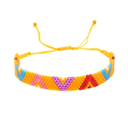 Miyuki-Samen-Armband aus geflochtenen Perlen, Freundschaftsarmband mit anfänglichem V-Muster für Frauen