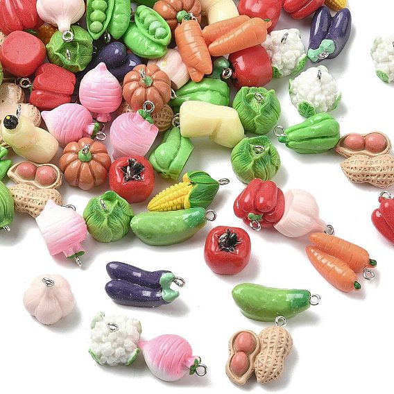 Непрозрачные подвески смолы, овощи, с железной платиной петлей