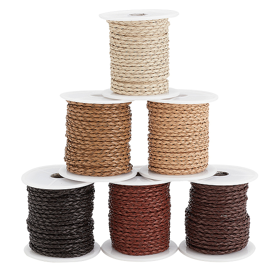 6 рулоны 6 цвета искусственная кожа плетеный шнур, кожаный шнур ювелирных изделий, ювелирные изделия DIY делает материал