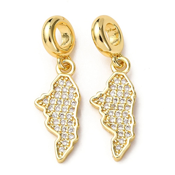 Латунь микропаве прозрачный кубический цирконий европейские подвески с подвесками, карта подвески с большим отверстием, стойки покрытие, без кадмия и без свинца, долговечный