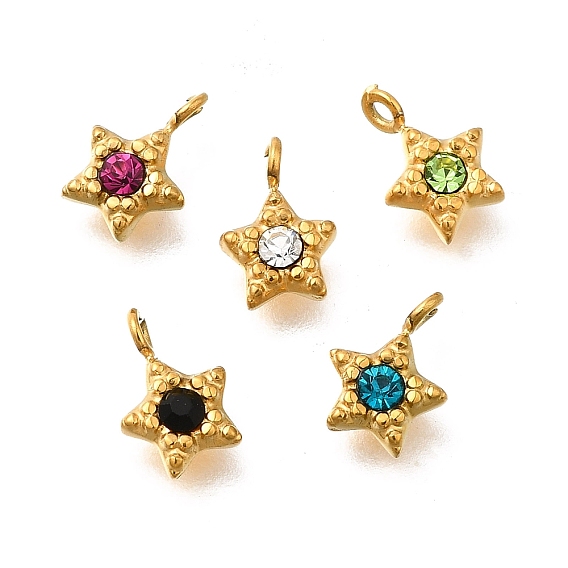 304 прелести нержавеющей стали, со стразами, ионное покрытие (ip), звезда очарование, реальный 14 k позолоченный