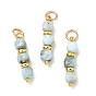 Натуральный Larimar подвески, Граненые кубические подвески из бисера с латунными бусинами и 304 открытыми соединительными кольцами из нержавеющей стали