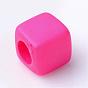 Solid Color Acrylic European Beads, Cube Large Hole Beads