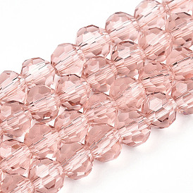 Chapelets de perles en verre, à facettes (32 facettes), ronde
