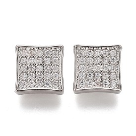 Пуговицы на хвостовике из латуни с микропейвом и прозрачным кубическим цирконием, квадратный