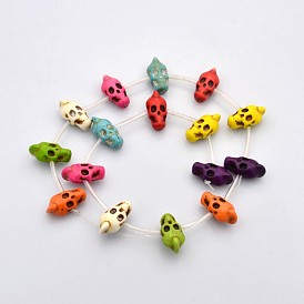 Synthetic Turquoise Skull Beads Strands, Dyed, 22x11x10mm, Hole: 1mm, about 16pcs/strand, 16.5 inch