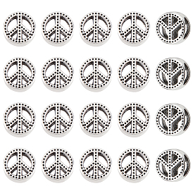 20Pcs Tibetan Style Alloy European Beads, Large Hole Beads, Peace Sign, Lead Free & Nickel Free & Cadmium Free