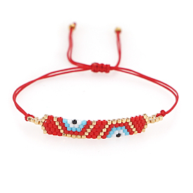 Friendship Trapezoid Loom Pattern MIYUKI Seed Beads Bracelets for Women, Adjustable Nylon Cord Braided Bead Bracelets