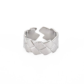 304 anillo de puño abierto ranurado de acero inoxidable para mujer