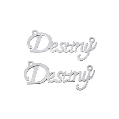304 Stainless Steel Connector Charms, Word Destiny