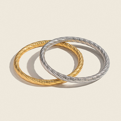 Винтажные 304 простые браслеты из нержавеющей стали для женщин, скрученный