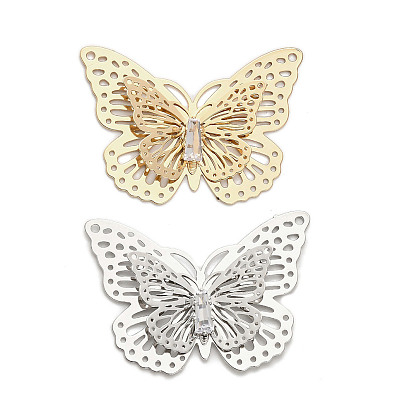 Латунные микропаве прозрачные подвески с фианитом, бабочка