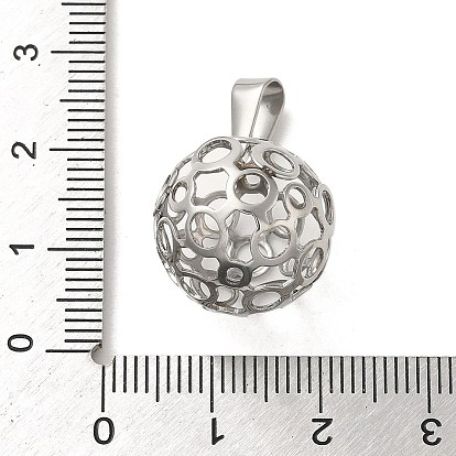 304 Stainless Steel Pendants, Hollow Round Charm