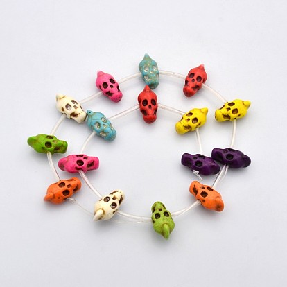 Synthetic Turquoise Skull Beads Strands, Dyed, 22x11x10mm, Hole: 1mm, about 16pcs/strand, 16.5 inch