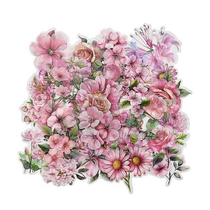 50шт. водонепроницаемые наклейки из ПВХ с цветком, самоклеящиеся наклейки, для чемодана, скейтборде, холодильник, шлем