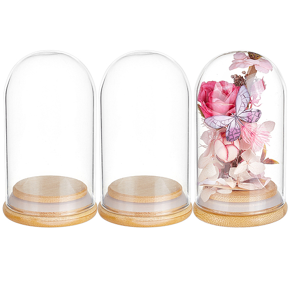 Стеклянный купол, декоративная витрина, террариум в форме колокольчика с бамбуковым основанием