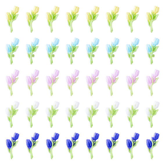 100 шт. 5 цветные люминесцентные и двухцветные смоляные декаден-кабошоны, роза, светится в темноте