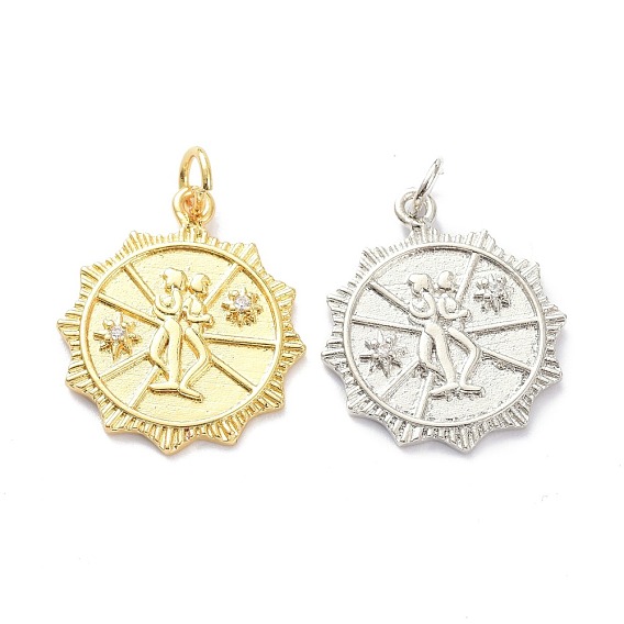 Латунные микропаве прозрачные подвески с фианитом, с целью перехода в кольце, долговечный, плоские круглые с человека