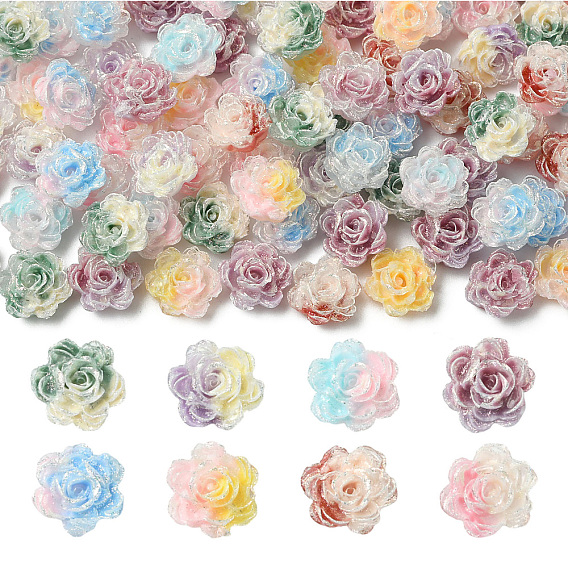 100шт. 9 двухцветные пластиковые цветочные кабошоны, ногтей декоративные аксессуары