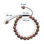 Adjustable Nylon Cord Braided Beaded Bracelets, with Wood Beads, Round