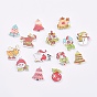 Printed Wooden Buttons, 2-Hole, Mixed Shapes, Dyed, Christmas Style