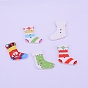 2-Hole Printed Wooden Buttons, for Sewing Crafting, for Christmas, Dyed, Christmas Socks