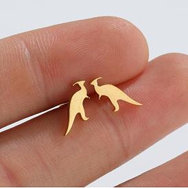 Cute Mini Dinosaur Stainless Steel Earrings - Animal Jewelry, Petite, Adorable.