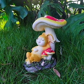Resin Rabbit with Mushroom Figurines, Micro Landscape Garden Decorations