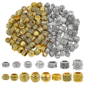 150pcs 15 styles perles européennes en alliage, Perles avec un grand trou   , formes mixtes