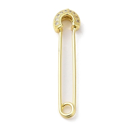 Rack Plating Brass Micro Pave Cubic Zirconia Brooch Pin, Long-Lasting Plated, Lead Free & Cadmium Free, Safety Pin