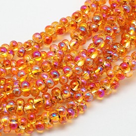 Bone Electroplated Glass Beads Strands, Rainbow Plated