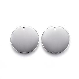 304 Stainless Steel Pendants, Stamping Blank Tag Charms, Flat Round