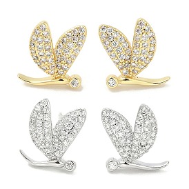 Серьги-гвоздики из латуни с микро-паве из прозрачного кубического циркония для женщин, без кадмия и без свинца, долговечный, стрекоза