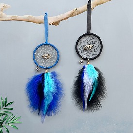 Iron Pendant Decorations, with Feather and Alloy Rhinestone Links, Car Decoration