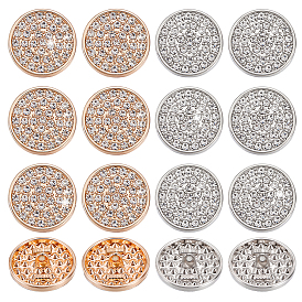 16 шт. 2 цвета 1-отверстие цинковый сплав горный хрусталь пуговицы на ножке, плоско-круглые