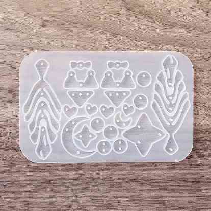 DIY Pendant & Connector Charm Silicone Molds, Resin Casting Molds, Leaf, Moon, Star, Flat Round, Heart, Bowknot, Underwaer, Triangle