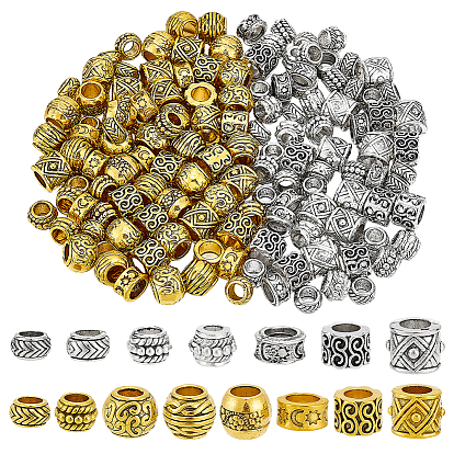 150pcs 15 styles perles européennes en alliage, Perles avec un grand trou   , formes mixtes